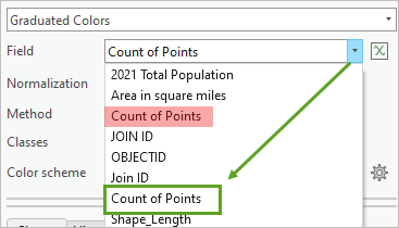 Zweites "Count of Points"-Feld ausgewählt