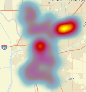 Als Heatmap dargestellte Punktdichte