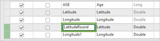 Feld "Latitude1" in "LatitudeRound" geändert