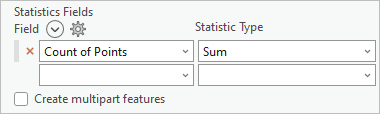 "Count of Points" und "Summe" ausgewählt und "Multipart-Features erstellen" deaktiviert