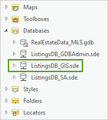 Datenbankverbindung "ListingsDB_GIS.sde"