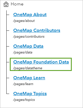 Seite "OneMap Foundation Data"