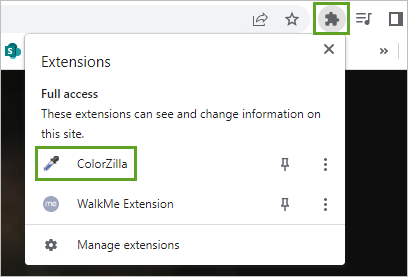 Wählen Sie "ColorZilla" aus.