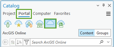 Schaltfläche "ArcGIS Online"