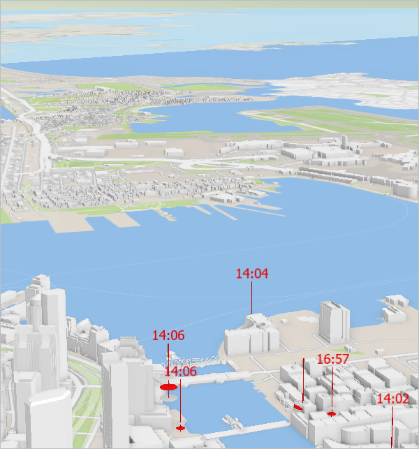 Geneigte Ansicht des Hafens von Boston mit Horizont