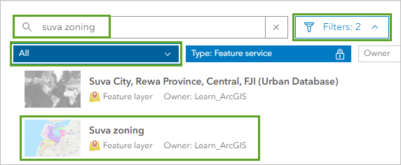 Suche nach dem Layer "suva zoning"