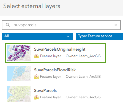 Layer "SuvaParcelsOriginalHeight"