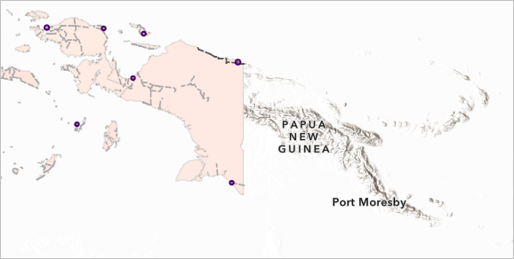 Detail der Karte ohne Unterscheidung zwischen Land und Wasser außerhalb von Indonesien