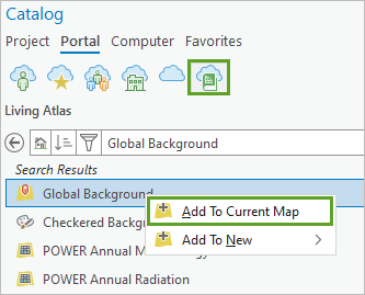 Den Layer "Global Background" zur aktuellen Karte hinzufügen