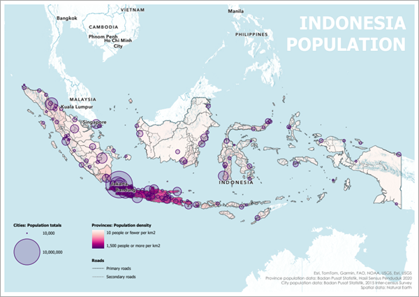 Fertige Karte der Bevölkerung von Indonesien