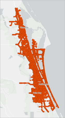 Standardkarte der Verkehrsunfälle in Brevard County von 2010 bis 2015