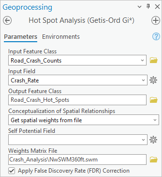 Parameter für das Werkzeug "Hot-Spot-Analyse"