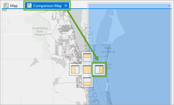 Dropzone zum Verankern der Ansicht "Comparison Map" neben der ursprünglichen Karte