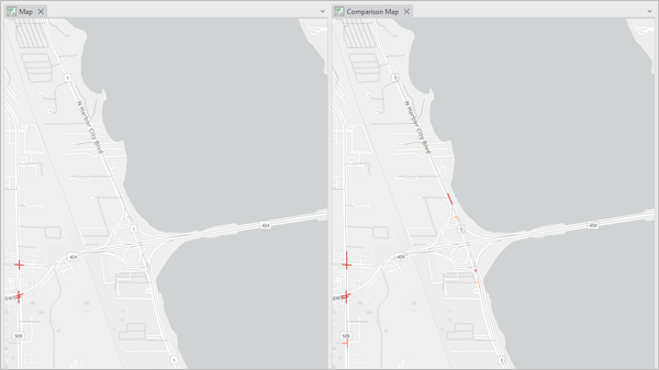 Vergleich der Hot-Spots aller Unfälle und der Hot-Spots in Hauptverkehrszeiten