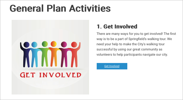 Fertig gestellte Zeile "Get Involved"