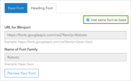 Gleiche Schriftart wie für Basis verwenden