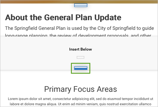 Zeile, die unter die Zeile "About the General Plan Update" gezogen wurde