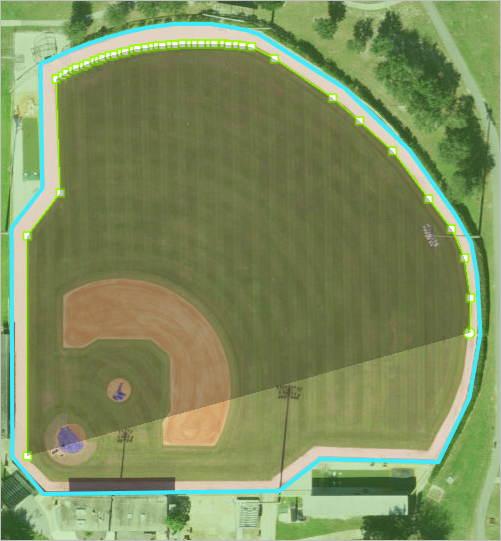 Fügen Sie die Infield-Rasenfläche für das Baseballfeld hinzu.