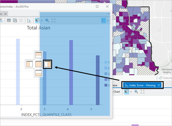 Das Diagramm "Hmong" ziehen, um es rechts neben dem Diagramm "Total Asian" zu verankern