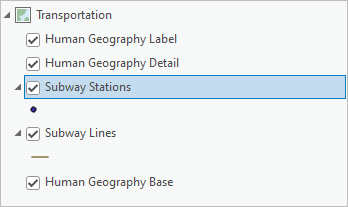 Bereich "Inhalt" mit ausgewählten "Subway Stations"