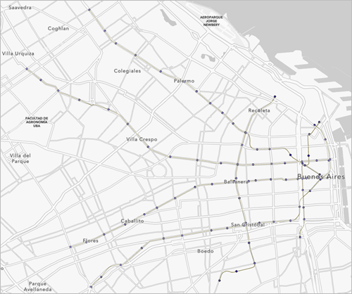 Standardkarte mit den U-Bahn-Linien von Buenos Aires