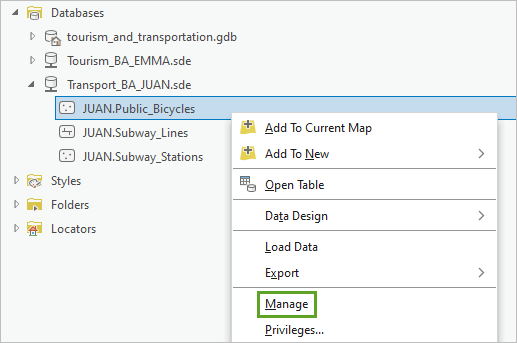 Option "Verwalten" für "Public_Bicycles"