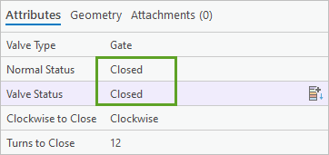 "Normal Status" und "Valve Status" auf "Closed" festgelegt