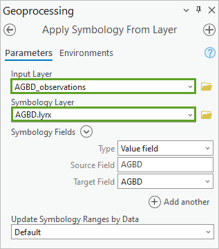 Parameter für das Werkzeug "Symbolisierung aus Layer anwenden"