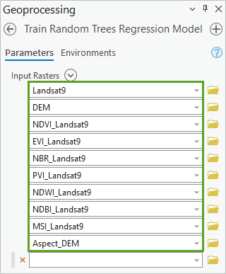 Eingaberaster für das Werkzeug "Regressionsmodell "Random Trees" trainieren"