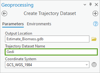 Parameter für "Name des Trajektorie-Datasets"