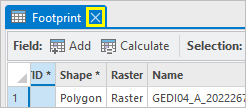 Schließen-Schaltfläche für die Tabelle "Footprint"