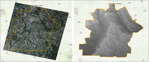 Landsat 9-Szene und DEM-Raster