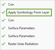 Die Option "Symbolisierung aus Layer anwenden" in der Liste "Verlauf"