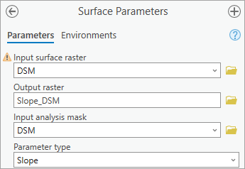 Parameter für das Werkzeug "Oberflächenparameter"