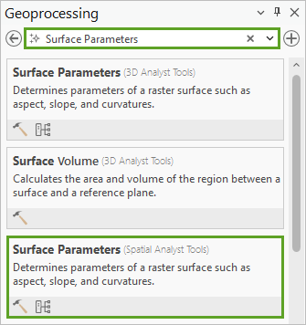 Werkzeug "Oberflächenparameter"