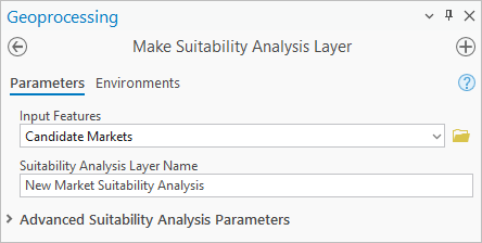 Parameter für das Werkzeug "Eignungsanalyse-Layer erstellen"