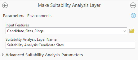 Parameter für das Werkzeug "Eignungsanalyse-Layer erstellen"