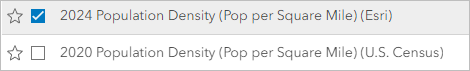 Variable "2024 Population Density (Pop per Square Mile) (Esri)"