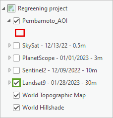 Aktivierter Layer "Landsat9 - 01/28/2023 - 30m"