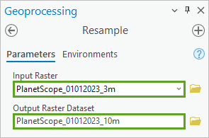 Parameter des Werkzeugs "Resampling"