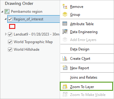 Menüoption "Auf Layer zoomen"