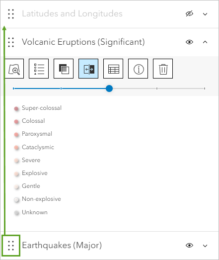 Neuanordnen des Layers "Earthquakes (Major)"