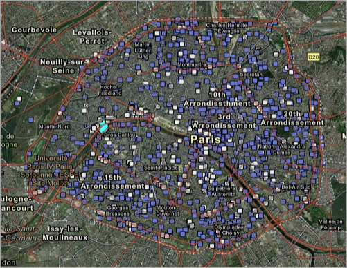 Schaltfläche "Hinzufügen" für den Layer "Fontaines sur l'espace public à Paris"