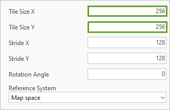 Parameterwerte für "Kachelgröße X" und "Kachelgröße Y"