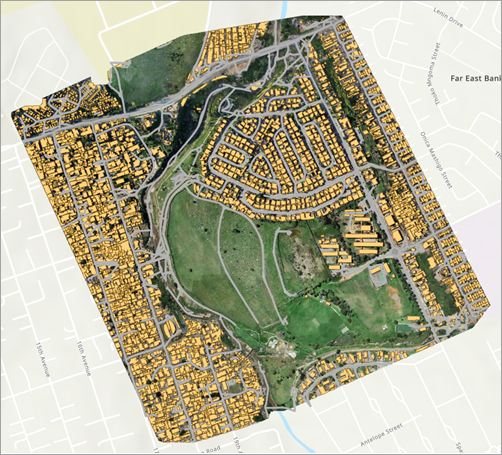 Layer "Buildings_Full_Extent" und "Roads_Full_Extent" auf der Karte