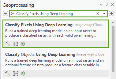 Suche nach dem Werkzeug "Pixel mit Deep Learning klassifizieren"