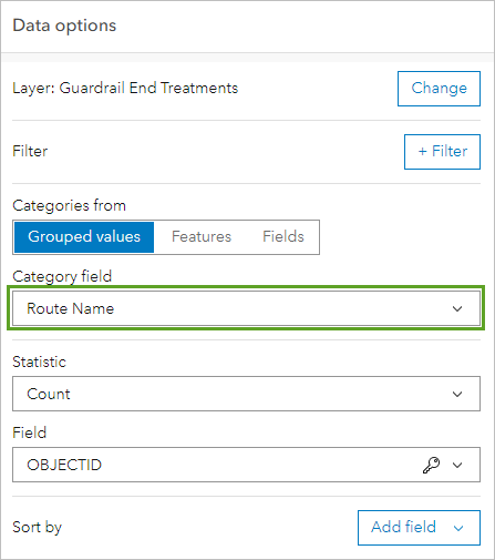 Parameter "Kategoriefeld" mit der Einstellung "Route Name"