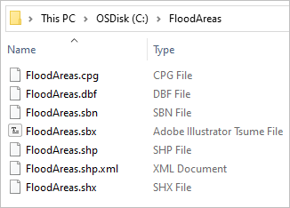 Shapefile-Dateien in "FloodAreas"