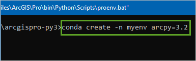 Conda-Befehl "create -n myenv arcpy=3.2 "