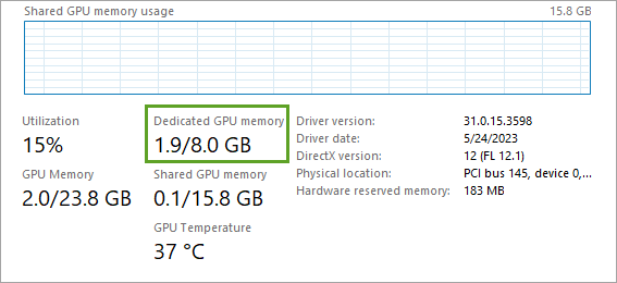 Indikator "Dedizierter GPU-Speicher"